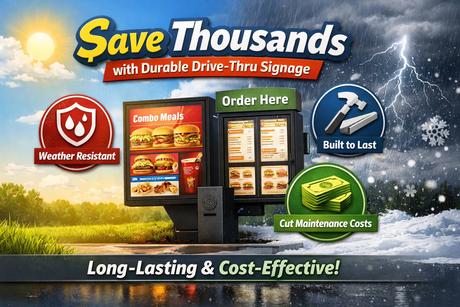 Save Thousands by Using Appropriate Outdoor Drive-thru Signage